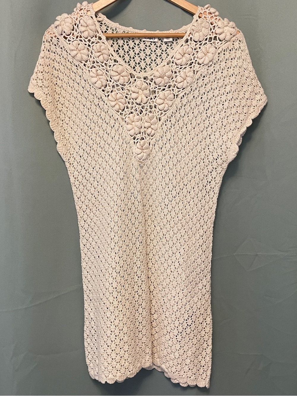 Cato Fashions Ivory Crochet Knit Tunic Length Shirt Women’s Size Large
